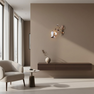 Wandlampe Wandleuchten Blummen Wandleuchte Lüster Wand Luucht Brun Glas