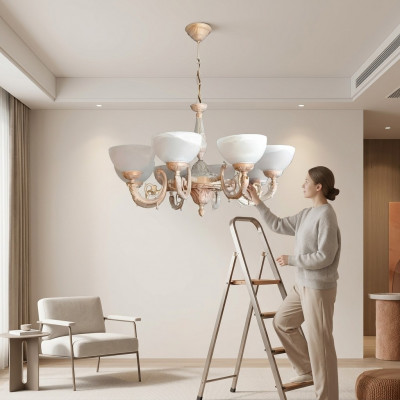 Krounluucht Plafongsliichter Lüster Plafongslampe Luuchten Glas Beige Konscht