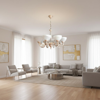 Krounluucht Plafongsliichter Lüster Plafongslampe Luuchten Glas Beige Konscht