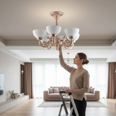 Eckelamp Lüster Plafongsluchter Luster Lampe Glas Beige Konscht
