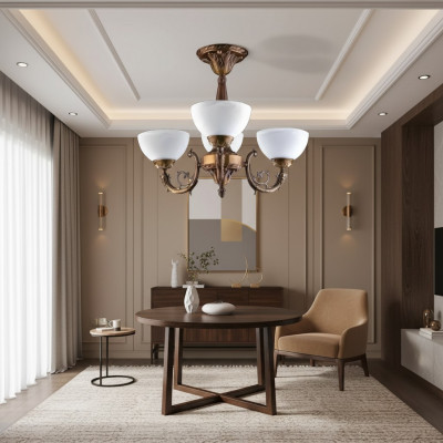 Kronluucht Plafongslampe Lüster Plafongsliichter Antik Lampe Glas Gold