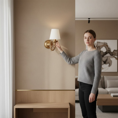Wandlampe Wandluuchten Konscht Wandluucht Lüster Wandlampe Wäiss Gold