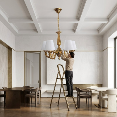 Lüster Kronleuchter Plafongslampe Deckenlampe Luuchten Zink Gold Konscht