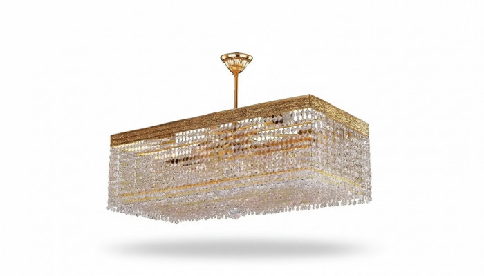 Luxus Lüster Plafonnière Kronleuchter Plafongslampe Gold Kristall Luucht