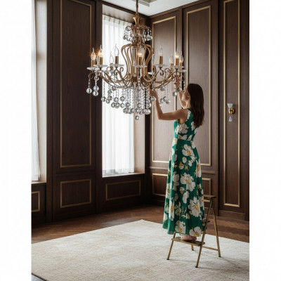 Luxus Plafongsliichter Luster Kroneliichter Plafongslamp Kristall Gold 88x100