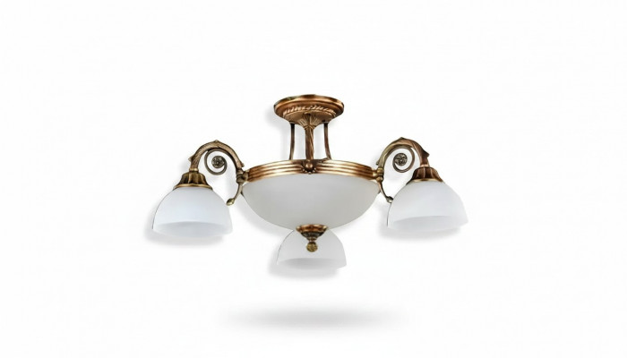 Luuchten Plafonniere Lüster Krounluuchter Wäiss Plafonsluucht Glas Gold