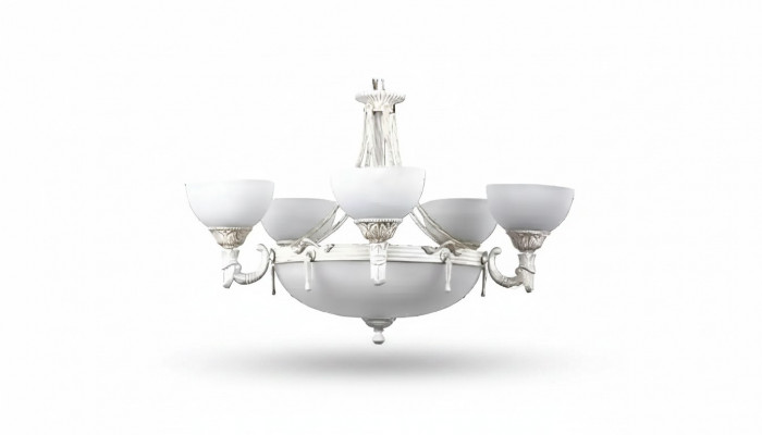 Plafonnière Luster Kronleuchter Plafondslampe Wäiss Glas Luuchten 70x77cm