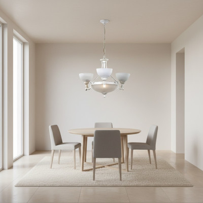 Krouneluchter Plafongsliichter Lüster Modern Plafongslamp Wäiss Glas Luuchten