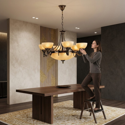Lüster Plafongslucht Modern Krounluchter Plafongslampe Beige Glas Lampe
