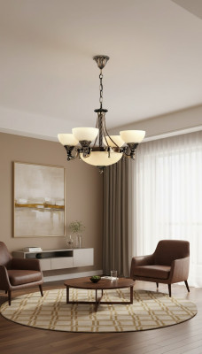 Lüster Plafongslampe Modern Krouneliichter Plafongslampe Beige Glas Luucht