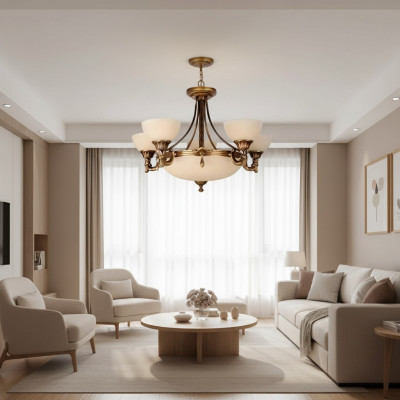 Beige Plafongslampe Kristallhängeleucht Gold Glaslüster Kristallprunkleucht