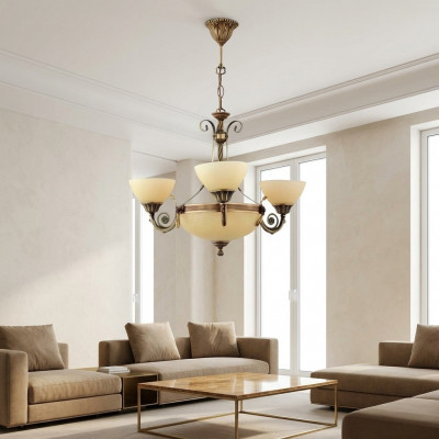 Plafongsliicht Lampe Plafongluucht Lüster Kronluucht Glas Beige Konscht