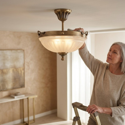 Plafongsbeliichtung Lämp Beige Plafongslamp Lüster Kronluucht Glas Konscht