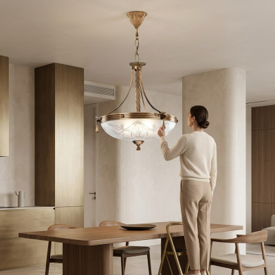 Krouneliichter Plafongslampe Lüster Plafongeliichter Lampe Glas Grouw Gold