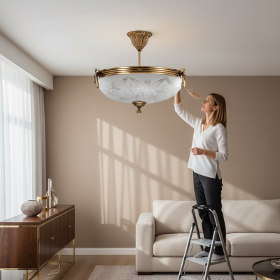 Lüster Plafongslampe Plafongsleuchter Lampe Kronleuchter Glas Gold Gro