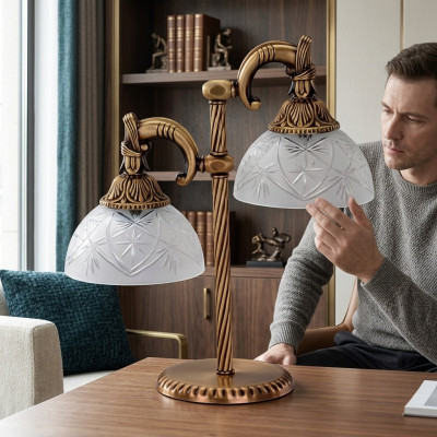 Dëschlampe Dëschliicht Lampe Luuchten Gold Luuchten Glas Gold Gro Konscht