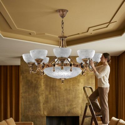 Plafongslampe Lüster Plafongsliichter Lampe Kronleuchter Glas Gold Gro