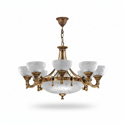Plafongslampe Lüster Plafongsliichter Lampe Kronleuchter Glas Gold Gro