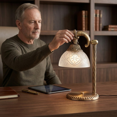 Dëschmëtschel Dëschtlampe Lampe Beliichtung Gold Luuchten Glas Gold Gro Konscht