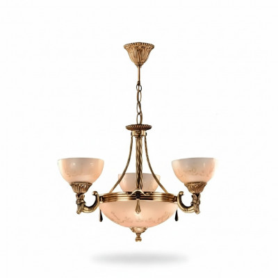 Plafongslamp Lüster Plafongsliicht Luucht Kronluucht Glas Gold Beige