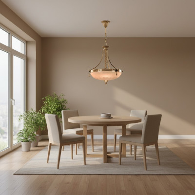 Krounluuchte Plafongslampe Lüster Plafongsliichter Lampe Glas Gold Beige