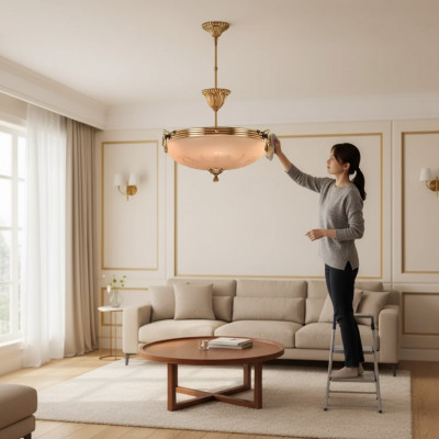 Krounluucht Plafongsliicht Luucht Plafongslampe Lampe Glas Gold Beige