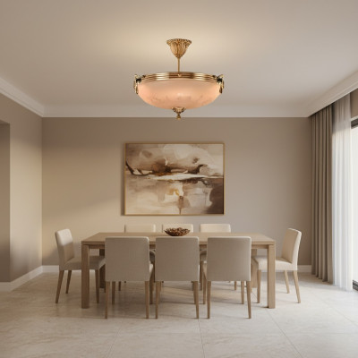 Krounluucht Plafongsliicht Luucht Plafongslampe Lampe Glas Gold Beige