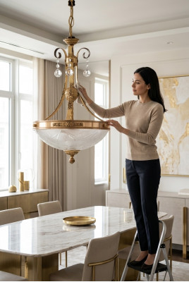 Luucht Plafongsliicht Lüster Plafongsleuchter Krounluuchter Glas Gold Gro