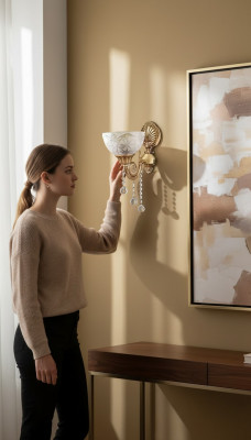 Wandlampe Wandleuchten Gold Wandluchter Lüster Wand Luuchten Grau Glas