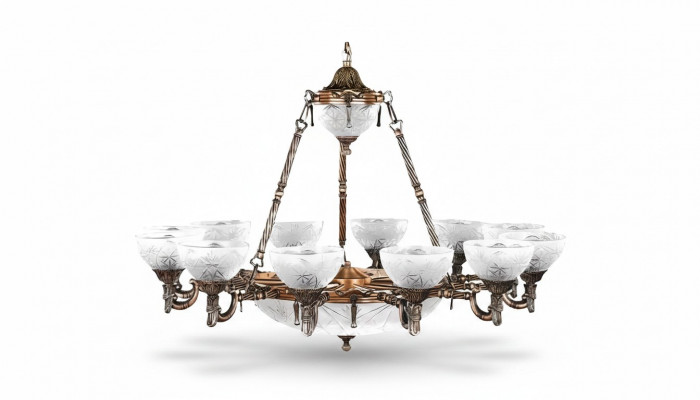 Plafonnière Krouneliichter Luucht Plafongsbeliichtung Lüster Glas 122cm Luuchten