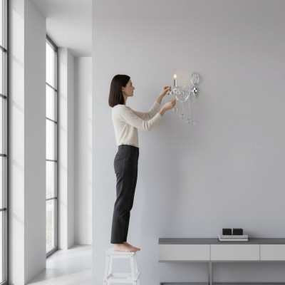 Wand Lampe Wandluucht Wandlampe Wandluuchten Lüster Sëlwer Kristall