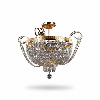 Plafongsleuchte Luxus Kronleuchter Plafonglampe Lüster Gold Kristall