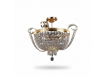 Plafongsleuchte Luxus Kronleuchter Plafonglampe Lüster Gold Kristall