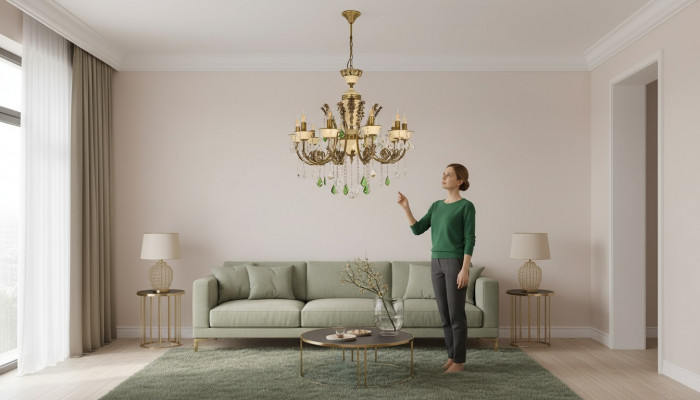 Luxus Kristalllüster Plafongsliichter Luucht Braun 80cm