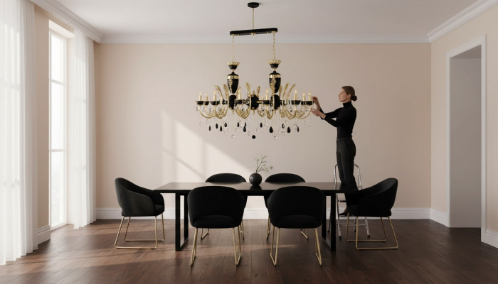 Plafongsliichter Luxus Krouneliichter Plafongsliicht Luster Kristall Schwaarz Luucht