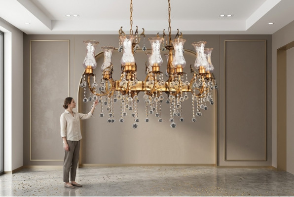 Krounluuchte Plafongslaamp Luxus Plafongslaamp Lüster Gold Kristall Luucht