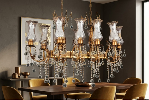 Krounluuchte Plafongslaamp Luxus Plafongslaamp Lüster Gold Kristall Luucht