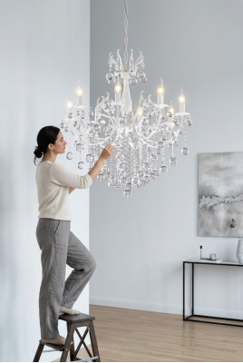 Luxus Deckenluucht Wäiss Kroenluucht Deckenlamp Lüster Kristall Luucht