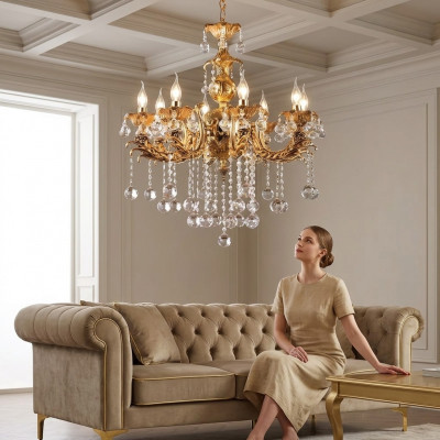 Plafongsstänzlükter Luxe Plafongsliicht Gold Kroneliichter Kristall Luucht