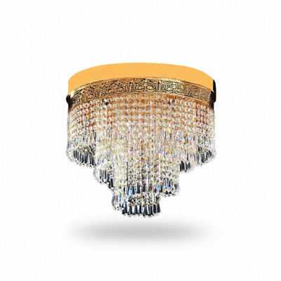 Plafonière Luxus Gold Krounleuchter Plafongslampe Lüster Kristall Konscht