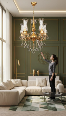 Plafongsliichter Luxus Gold Krouneliichter Plafongslamp Laister Kristall Konscht
