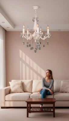 Lüster Plafongsliichter Luxus Beige Krouneliichter Plafongslampe Kristall