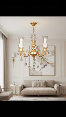 Plafonnière Krounluucht Gold Plafonnelampe Lüster Kristall Lampe