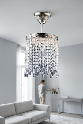 Luster Plafongsliichter Krouneliichter Sëlwer Plafongslampe Kristall Lampe