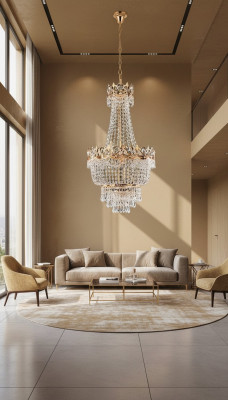 Krouneliichter Plafonnière Gold Plafongslampe Lüster Kristall Lampe 40x100
