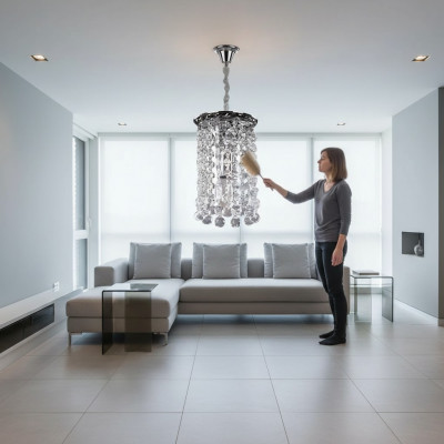 Krounluuchter Plafongsbeleuchtung Sëlwer Plafongslampe Lüstere Kristall Lampe