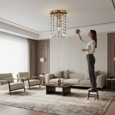 Lüster Plafongsliichter Kronleuchter Gold Plafongslampe Kristall Lampe