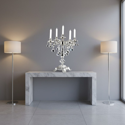 Kandelaber Käerzenstänner Käerzeleuchter Käerzehalter Elegante Sëlwer Konscht