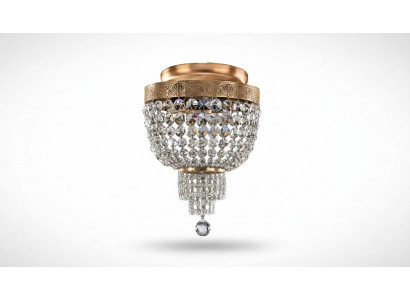 Plafonnière Luxus Gold Kronleuchter Plafonnelampe Lüster Kristall Art