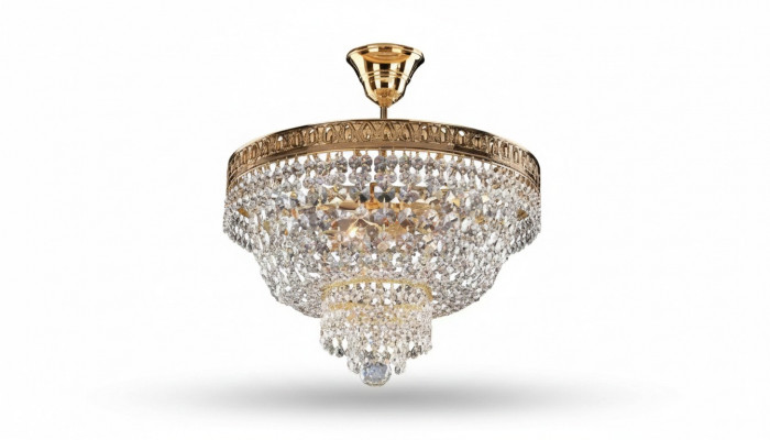 Lüster Plafongsliichter Luxus Gold Plafongslamp Lüster Kristall Konscht